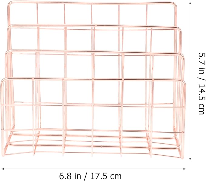 File Holder for Desk: Magazine Holder 3 Slots Desktop File Sorter Organizer for Office Desk Accessories Rose Gold