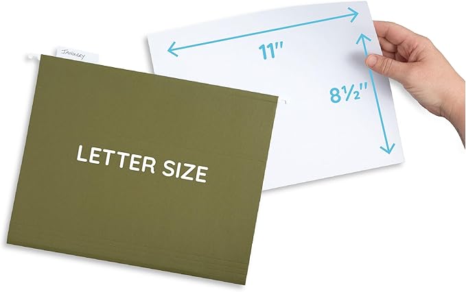 Blue Summit Supplies 25 Hanging File Folders, Reinforced Hanging Folders, Standard File Folders for Filing Cabinet, Letter Size, Green, 25 Pack-NeatNest