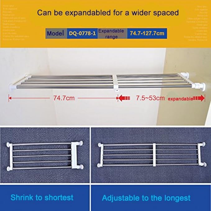 BAOYOUNI Tension Shelf Adjustable Closet Rod Space Saving Wardrobe Clothes Dividers Ivory, 33.07-46.26 Inches-NeatNest