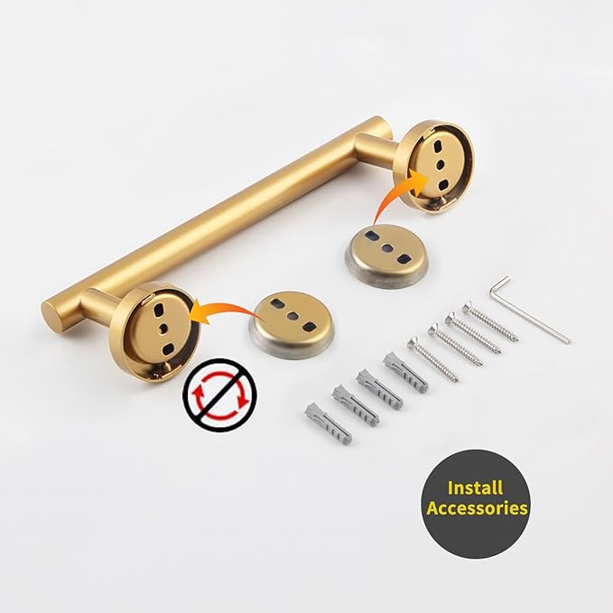 GERZWY 9-Inch Bathroom Towel Bar Gold Stainless Steel Bath Hand Towel Holder Modern Round Style Wall Mount AG1101C23-BE