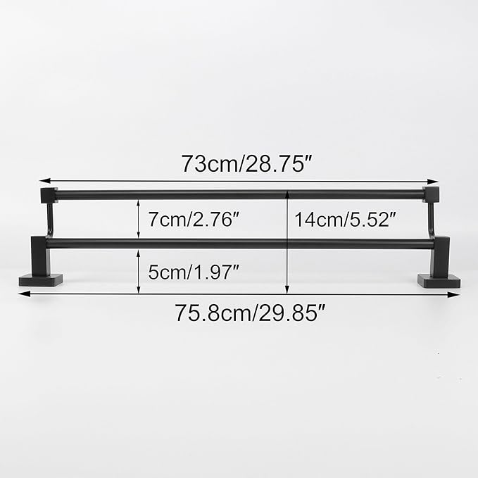 TocTen Double Bath Towel Bar - Thicken SUS304 Stainless Steel Towel Rack for Bathroom, Bathroom Accessories Double Towel Rod Heavy Duty Wall Mounted Square Towel Holder (Matte Black,30 INCH)