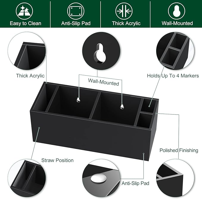 Double Cup Holder with Marker Slot, Party Cup Dispenser Acrylic Cup Organizer Mark Your Cup and Drink Up Caddy Modern Bar Counter Decor, Black-NeatNest