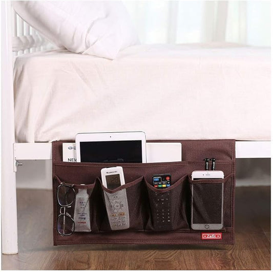Bedside Storage Organizer - 6 Pocket Table Caddy for Remotes, Phone, Glasses (Coffee)-NeatNest
