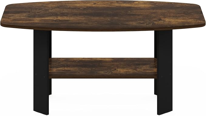 Furinno Simple Design Coffee Table, Amber Pine/Black-NeatNest