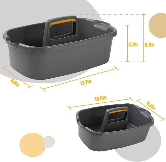 Cleaning Caddy, Cleaning Caddy Organizer with Handle, Plastic Tool Storage Cleaning Supply Caddy for College Dorm, Kitchen, Garden, Under Sink,Gray