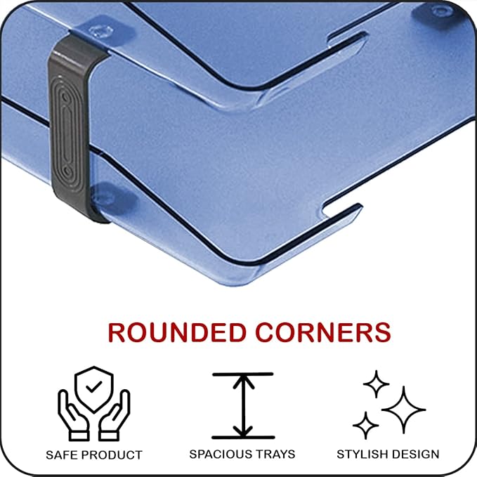 Acrimet Traditional 2 Tier Letter Tray, Front Load Design, A4 Letter Size, Desktop Organizer (Plastic) (Clear Blue Color)-NeatNest