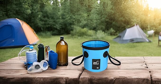 BANCHELLE Collapsible Bucket Water Container Portable Folding Camp Wash Basin for Outdoor Traveling Hiking Fishing Car Washing Gardening Camping (Blue, 12L)-NeatNest