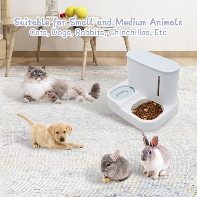 Kathson 2 in 1 Auto Cat Feeder and Waterer, Gravity Pet Feeder for Dry Food, Indoor/Outdoor Cats (Green)-NeatNest