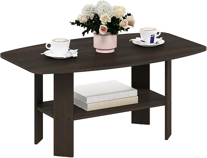 Furinno Simple Design Coffee Table, Dark Brown-NeatNest