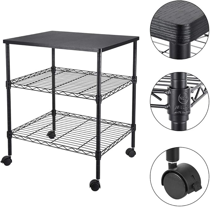 3 Tier Adjustable Storage Shelf Metal Storage Rack Wire Shelving Unit Storage Shelves for Pantry Closet Kitchen Laundry Bathroom (Black4-3-Tier)