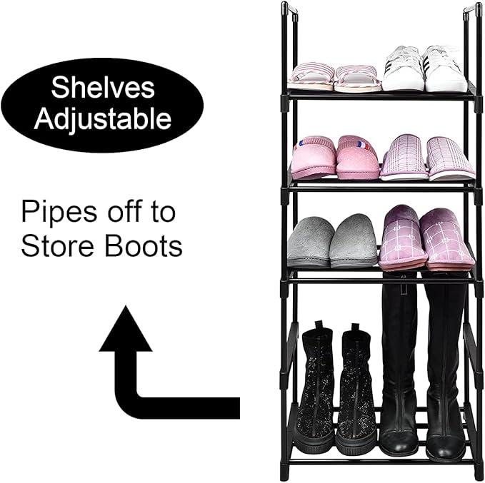 Shoe Rack 5 Tier Tall Shoe Storage Organizer, 5 Tier Metal Sturdy Shoe Rack, Narrow Shelf Organizer for Entryway, Closet, Bedroom-NeatNest