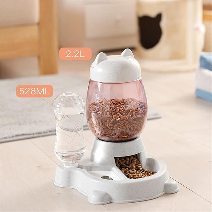 Automatic Cat & Dog Feeder Set - Self-Dispensing Food and Water Bottle Dispenser, Large Capacity (Grey)-NeatNest