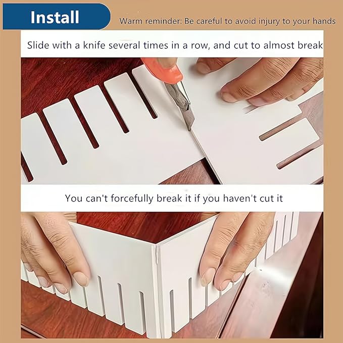 Drawer Divider,Adjustable Drawer Dividers Organizers for Baby Clothes, Underwear,Sock,Expandable Office Dresser Bathroom Desk Kitchen Separators Organizer (8 Pcs White)-NeatNest