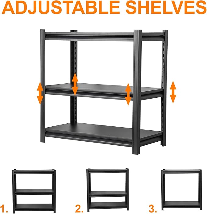 Adjustable 3-Tier Heavy Duty Shelving Unit, 35" Tall - 350lbs per Shelf, Standing Shelf Organizer for Kitchen, Closet, Pantry, Garage, Bathroom, Laundry-NeatNest