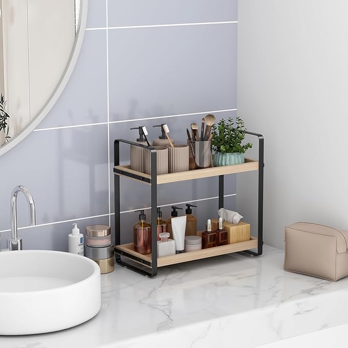 Bathroom Counter Organizer,Bathroom Countertop Organizer,Counter Shelf,Countertop Storage,Organization and Storage,Makeup Shelf,Sink Caddy(Burlywood 2 Tier)-NeatNest