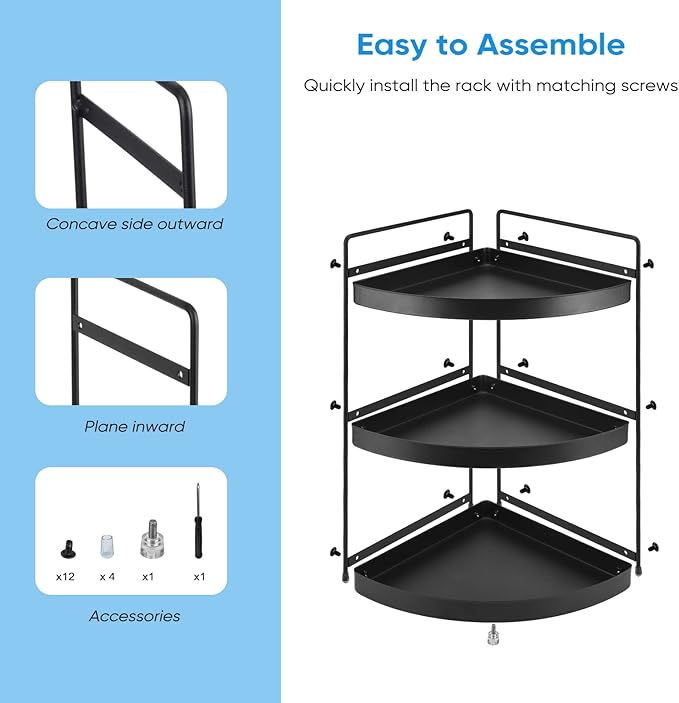 Corner Shelf 3 Tier Bathroom Countertop Organizer ,Kitchen Bathroom Countertop Perfume Trays for Dresser Cosmetic Makeup Organization Standing Shelves Space Saving Holder-NeatNest