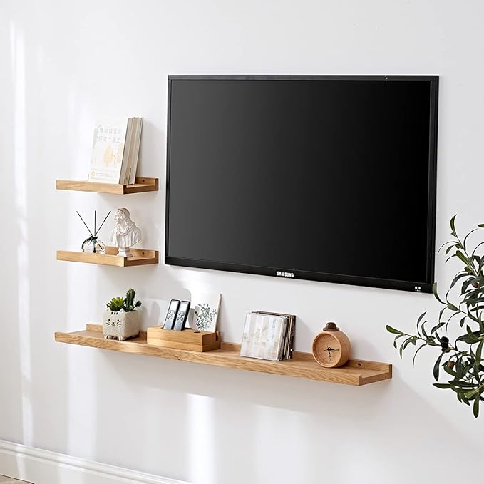 Floating Shelf, Natural Oak Wood, 36 Inch, Wall Storage, Display Picture Ledge, for Bedroom, Living Room, Bathroom, Office, Kitchen-NeatNest