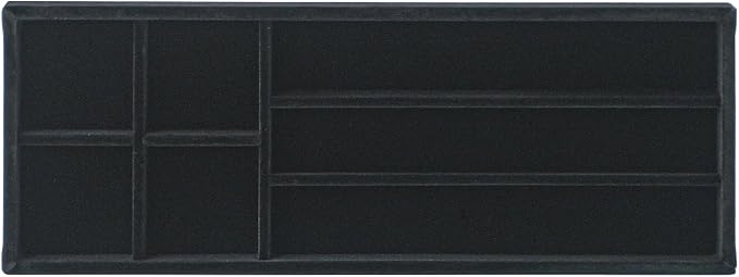 Divided Drawer Organizer Tray, Velvet Jewelry Storage Tray, Necklace Bracelet Ring Earring Display Tray,Bedside Nightstand Desk Holder Tray for Phone Watch Sunglasses Cosmetics Storage/Black/7grid-NeatNest