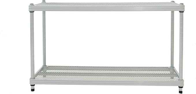 Design Ideas MeshWorks, 2-Tier Steel Shelving Rack, 440lb Capacity Per Shelf, Silver-NeatNest
