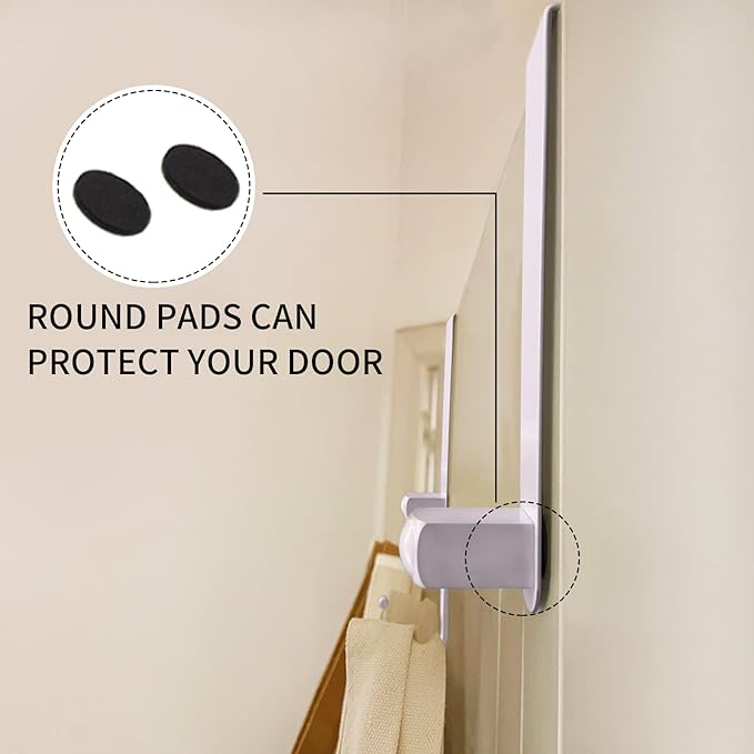 Over The Door Hooks Door Hanger, Moving 6-Hooks Over Door Coat Rack for Hanging, Aluminum Heavy Duty Door Organizer for Towel Robe Hat Bag, Behind Back of Door Bathroom (White)