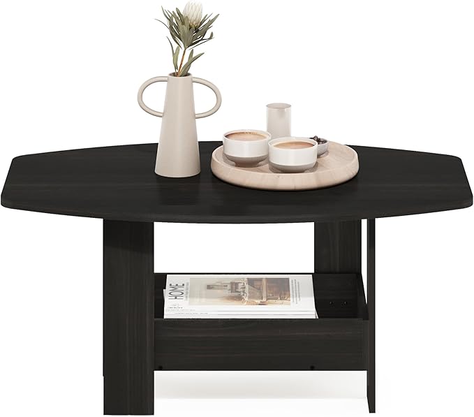 Furinno Simple Design Coffee Table with Storage Compartment, Espresso-NeatNest
