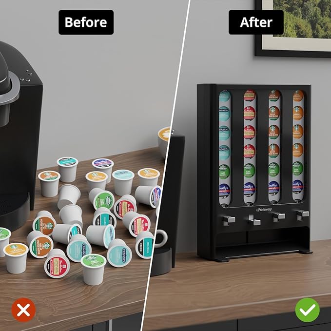 K Cup Holder Creative Coffee Pods Storage Stand Vending-Style K Pod Dispenser K Cup Organizer for 28 Pods-NeatNest