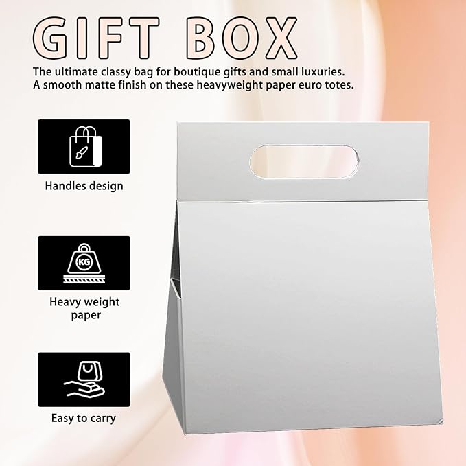 9X6X4.3inch Portable Premium Folding Gift Box with Handles - Reusable Elegant Storage Solution for Birthdays, Weddings, Corporate Events , Eco Friendly Compact Design (White)-NeatNest