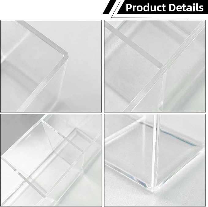 Acrylic Makeup Brush Holder, 2 Pack Clear Pencil Holder, Desk Accessories Holder with 3 Compartments, Brush Organizer for Vanity, Desk, Cosmetic Display-NeatNest