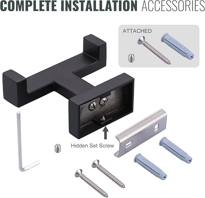 Double Bathroom Towel Hook for Wall Mounted - Matte Black Modern Towel Holder - Heavy Duty Coat Robe Hooks for Wall - Stainless Steel Shower Towel Hanger