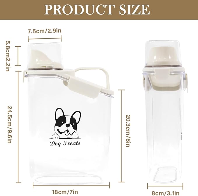 DogTreats Storage Container Airtight Portable Dog Food Container with Handled Lid and Pour Spout,DogTreats Storage for Dog Dry Food Small Pet Food Container-NeatNest