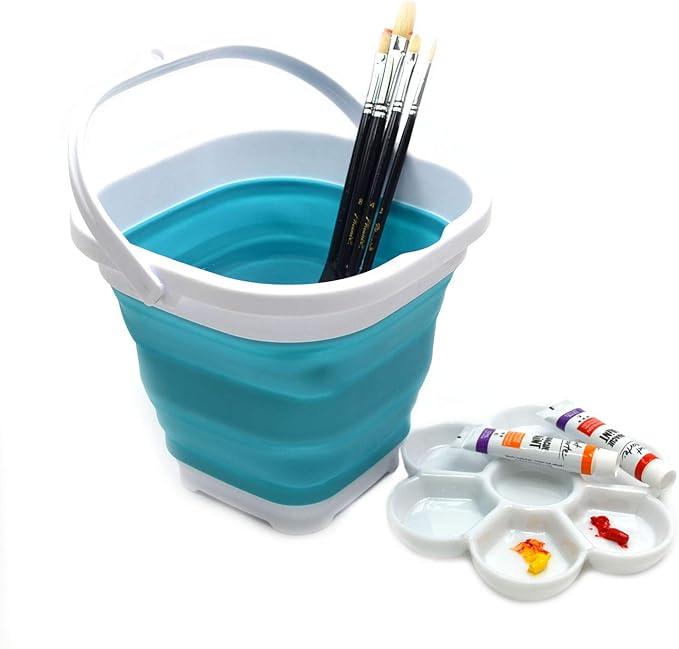 SAMMART 2.6L (0.68 Gallon) Super Mini Sqare Collapsible Plastic Bucket - Foldable Square Tub - Portable Fishing Water Pail - Space Saving Outdoor Waterpot (1, Bright Blue)-NeatNest
