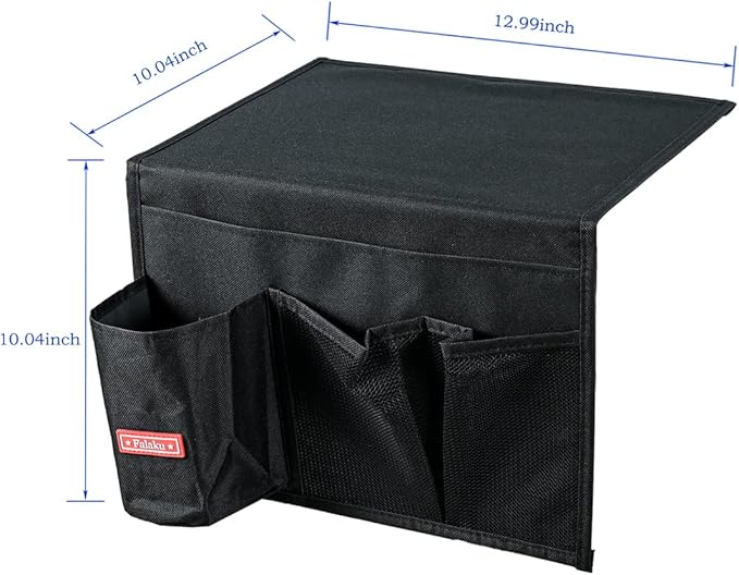 Bedside Caddy, 4 Pockets Bedside Organizer Caddy Under Mattress,Holds Water Bottles,Magazines,Books (Classic 4 Pockets-Black)-NeatNest