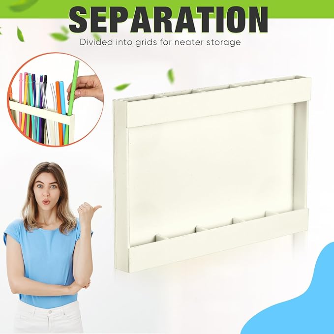 Acrylic Straw Holder for Cabinet Door with Double Sided Adhesive Tape Reusable Straw Organizer Tumbler Storage Kitchen Accessories Container for Counter Cupboard(Classic,Large,Milky Yellow)
