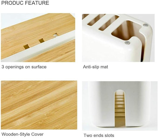 Cable Management Box| Power Stripe Organizer|Cord Organizer Box| Hide and Conceal Power Strips and Electrical Cords from TVs, Computers, and Desks| Keep Pets Safe (White Large)-NeatNest