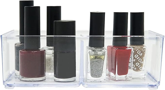 carrotez 2 Compartment Clear Plastic Drawer Organizer for Makeup, Bathroom, Desk, Vanity-NeatNest