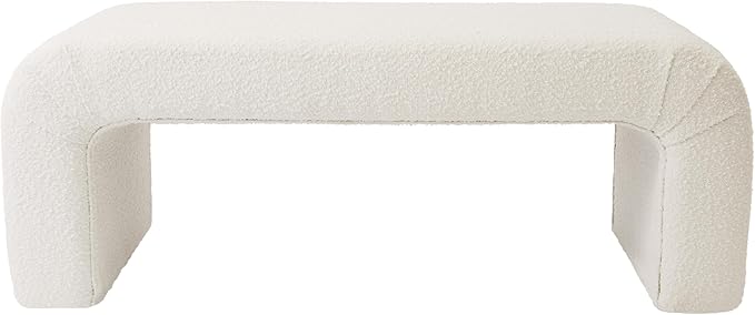 HomePop Arch Channel Bench|Bench for Living Room & Bedroom | Decorative Home Furniture - Cream Boucle