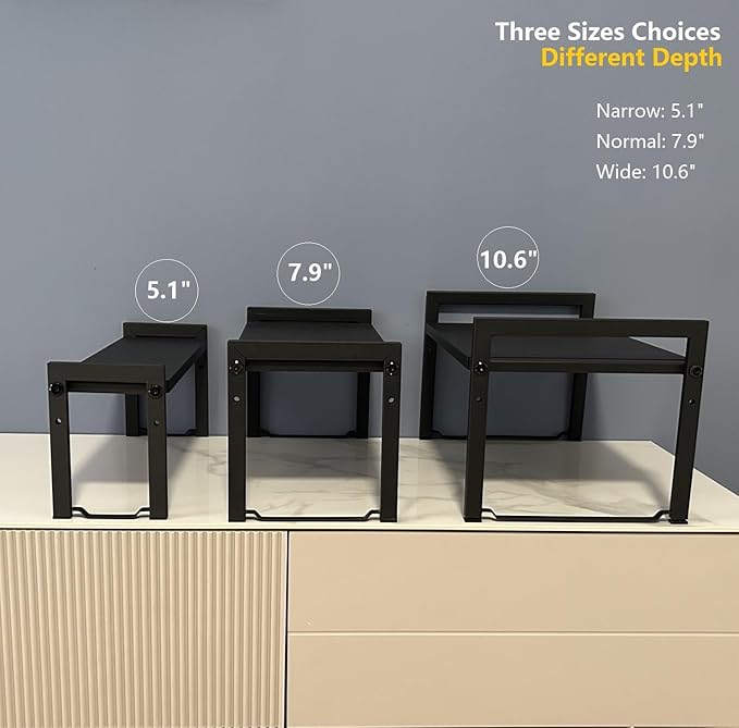 Expandable Cabinet Shelf Organizer 16-26" L Stackable Kitchen Counter Shelf Rack Sink Riser Countertop Storage Black (Normal 7.9”D)-NeatNest