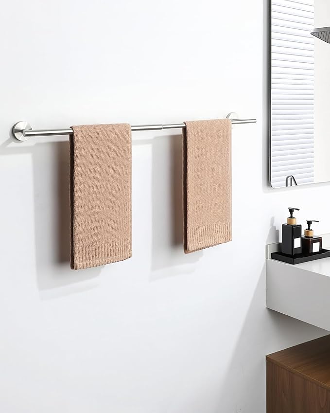 Alise Adjustable Towel Holder, Extension-Type 17'' to 30'' Towel Racks for Bathroom, SUS304 Stainless Steel Towel Rod for Bathroom Wall, DIY Hand Towel Bar, Brushed Nickel Finish