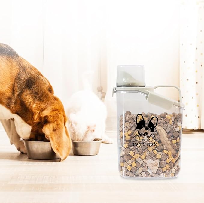 DogTreats Storage Container Airtight Portable Dog Food Container with Handled Lid and Pour Spout,DogTreats Storage for Dog Dry Food Small Pet Food Container-NeatNest