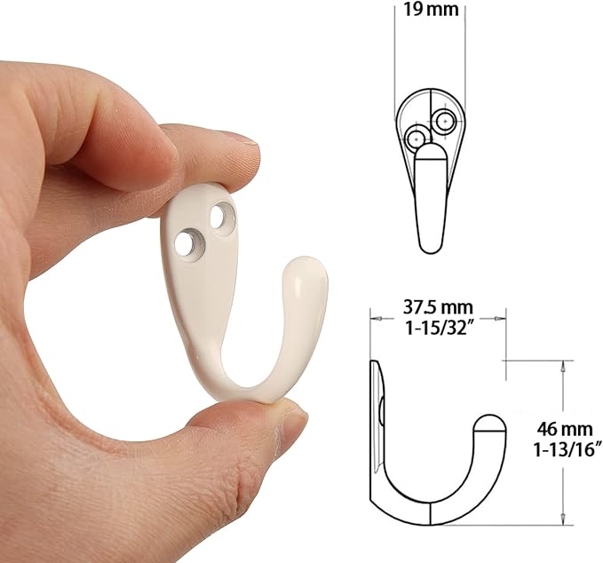 HASWARE 6 PCS Coat Hook, Wall Mounted Hooks Coat Hooks Robe Hooks Hangers Heavy Duty with 12 Pieces Screws for Bedroom Bathroom Kitchen Door Wall (White)
