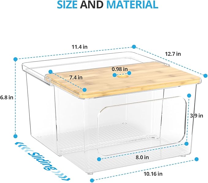 Trash Bag Dispenser Roll Holder - Clear Garbage Bag Holder Dispenser with Bamboo Lid and Sliding Drawer Box, Trash Bag Holder for Kitchen, Under Sink, Laundry Room Organization and Storage-NeatNest