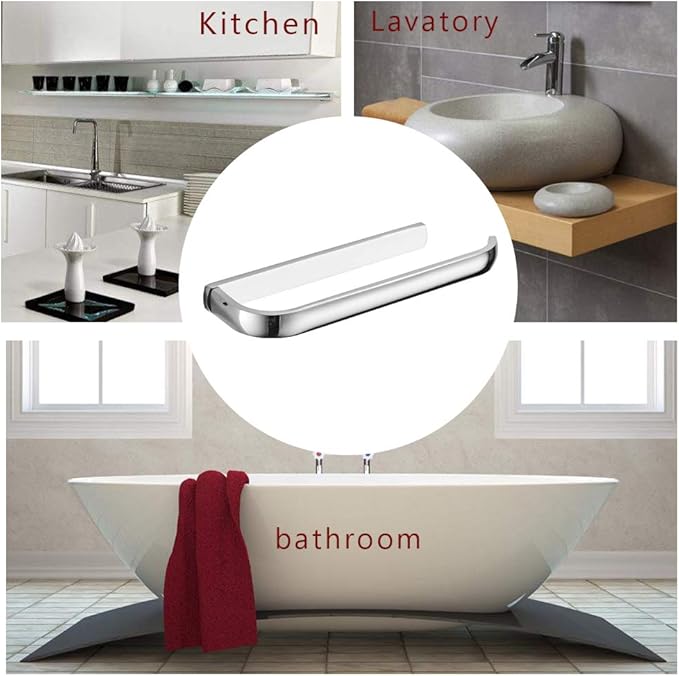 BESy Brass Hand Towel Bar for Bathroom Polished Chrome Bathroom Accessories Fixtures, Rustproof Wall Mounted Towel Rack Hanger, 12 Inch-NeatNest