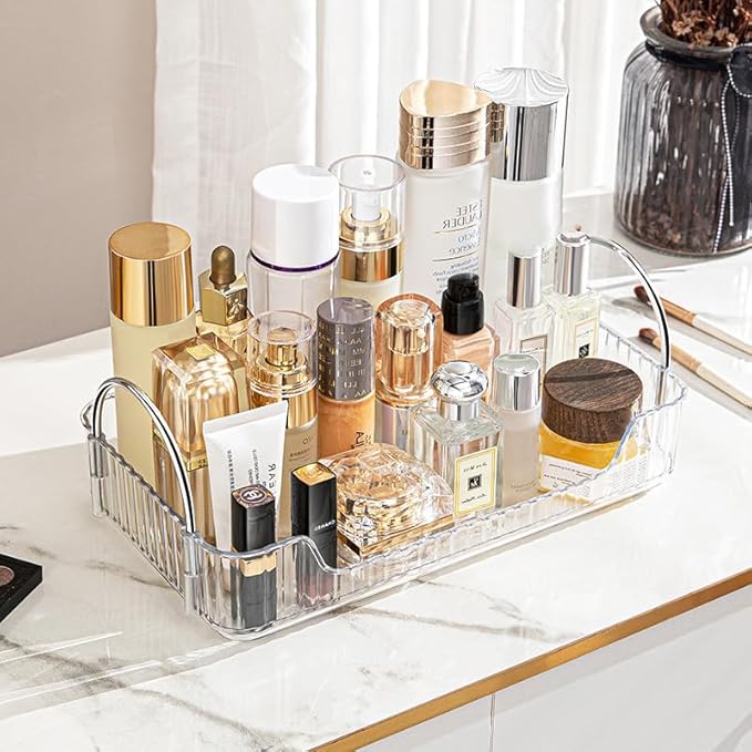 Aveniee Bathroom Counter Organizer Countertop, Makeup Perfume Shelf Storage, 2 Tier Skincare Cosmetic Tray for Dresser Vanity - Grey-NeatNest