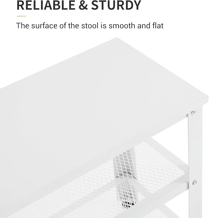 Apicizon White Shoe Rack, 35.5 Inches 3-Tier Shoe Rack for Entryway with Long Seat and Metal Shelves for Garage, Entryway Bench for Hallway Front Door, Mudroom, Doorway, Living Room, Bedroom-NeatNest