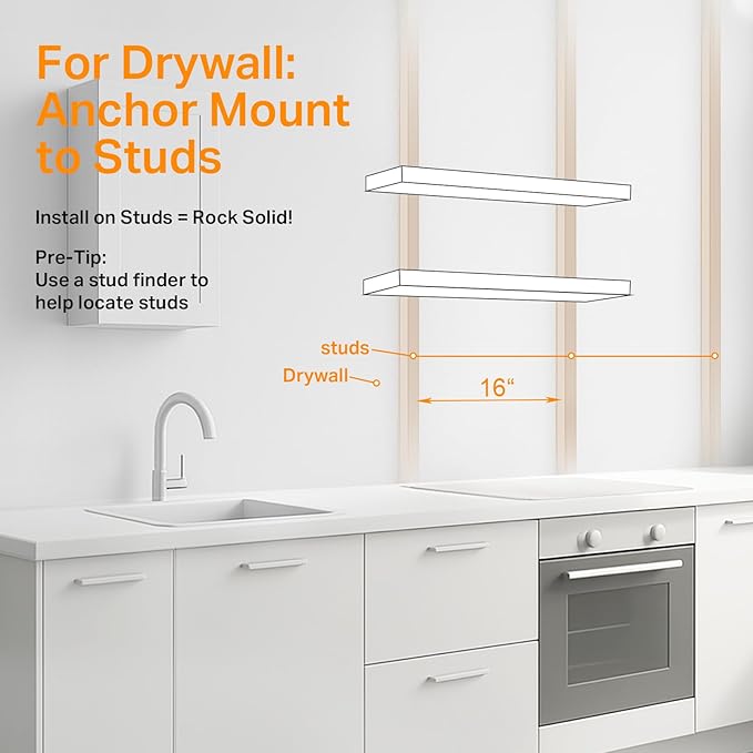 BAYKA Floating Shelves, 48 inches Long Heavy Duty Wall Mounted Rustic Wood Shelves for Bathroom, Bedroom, Living Room, Kitchen, Office, Hanging Shelf for Books/Storage/Decor(White,Set of 2)-NeatNest