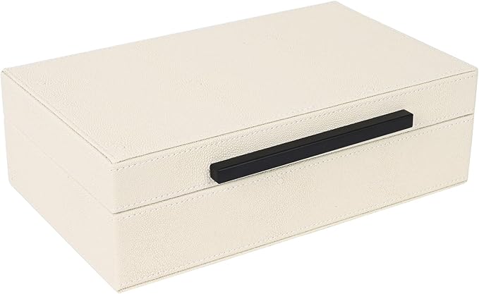 Beige Faux Leather Shagreen Decorative Storage Box - Small Jewelry Organizer & Keepsake Box with Lid for Home Decor-NeatNest