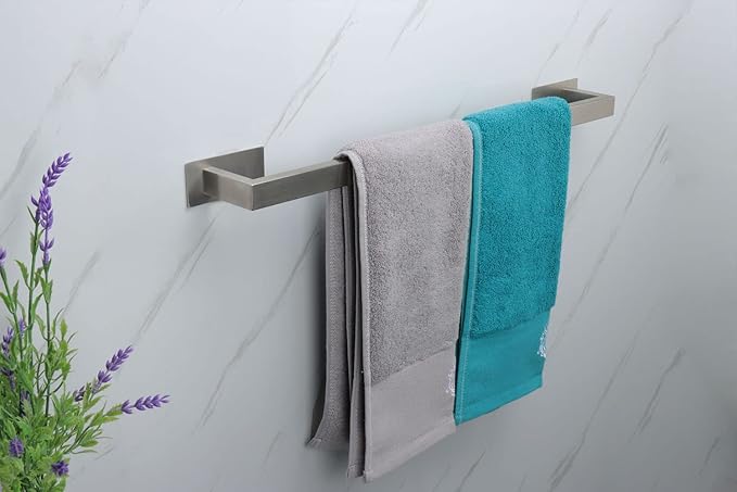 Bathroom Towel Bar Self Adhesive, No Drilling Towel Rack Easy to Install, Hand Towel Holder Made of Premium Stainless Steel Sticky on Hand Towel Hanger for Kitchen, Toilet.(24IN, Brushed)-NeatNest