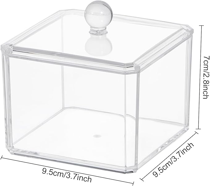 dedoot Plastic Drawer Organizer, Clear Acrylic Vanity Desk Storage and Organizer, Bathroom Display Storage Container with Lid for Jewelry, Small Items 3.74x3.54X2.55 Inch-NeatNest