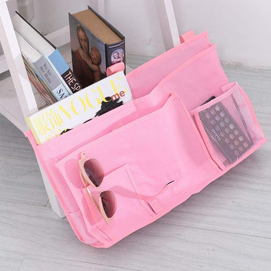 Bunk Bed Organizer - Bedside Storage Caddy with Pocket, Hanging Organizer for Camp, Dorm, Room, Hospital Bed Rail and More (Pink)-NeatNest