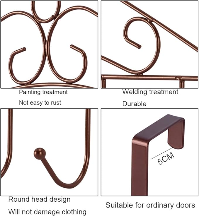 eywlwaar White Over The Door Hooks 7 Hanger Rack Metal Rack for Home Use Hats Coats Key Bag Clothes Scarfs Hooks-NeatNest